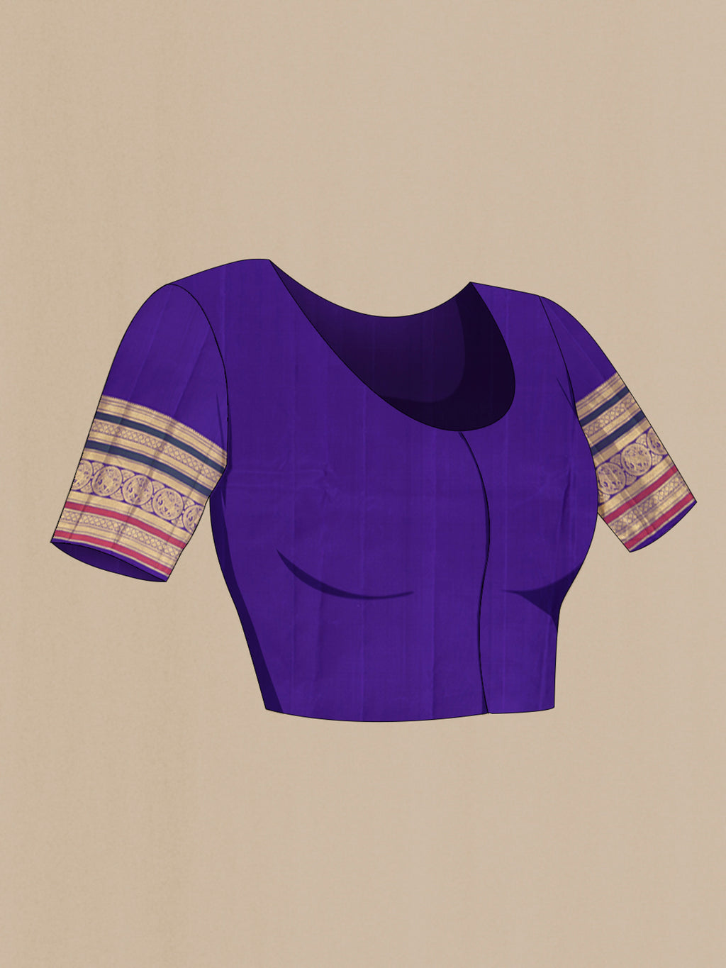Close up image of the blouse of Pista Green Kanjivaram Silk Saree with Zari Butta on the body and Zari Border. 