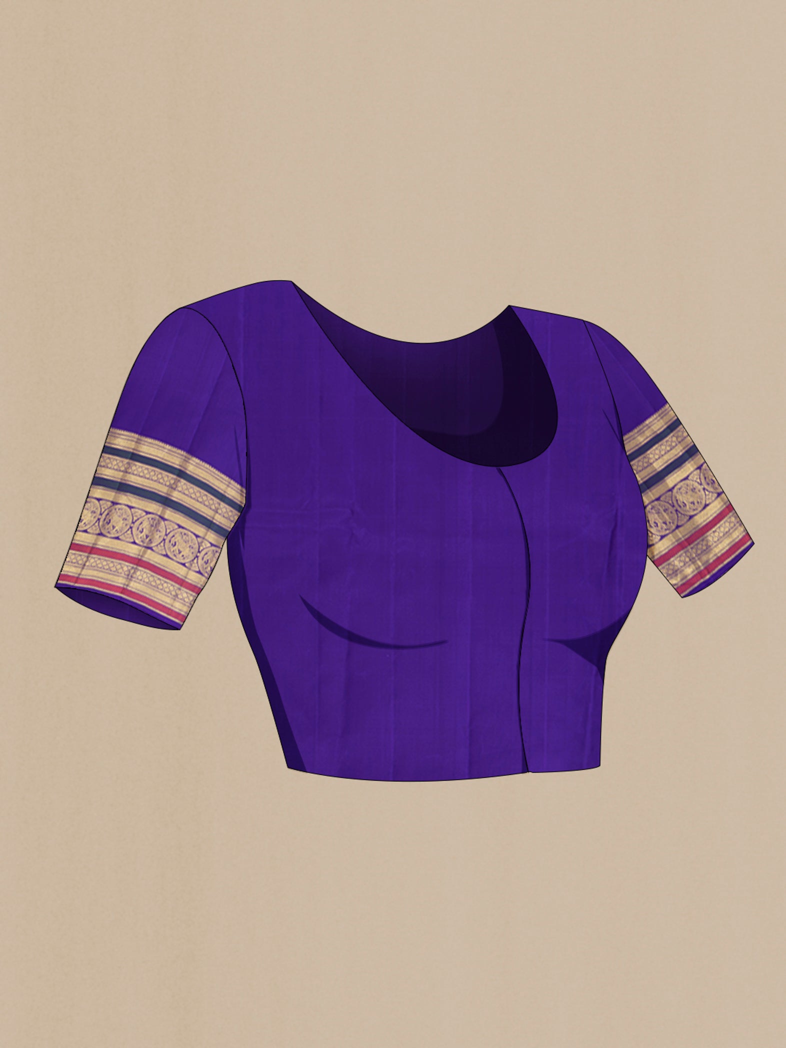 Close up image of the blouse of Pista Green Kanjivaram Silk Saree with Zari Butta on the body and Zari Border. 