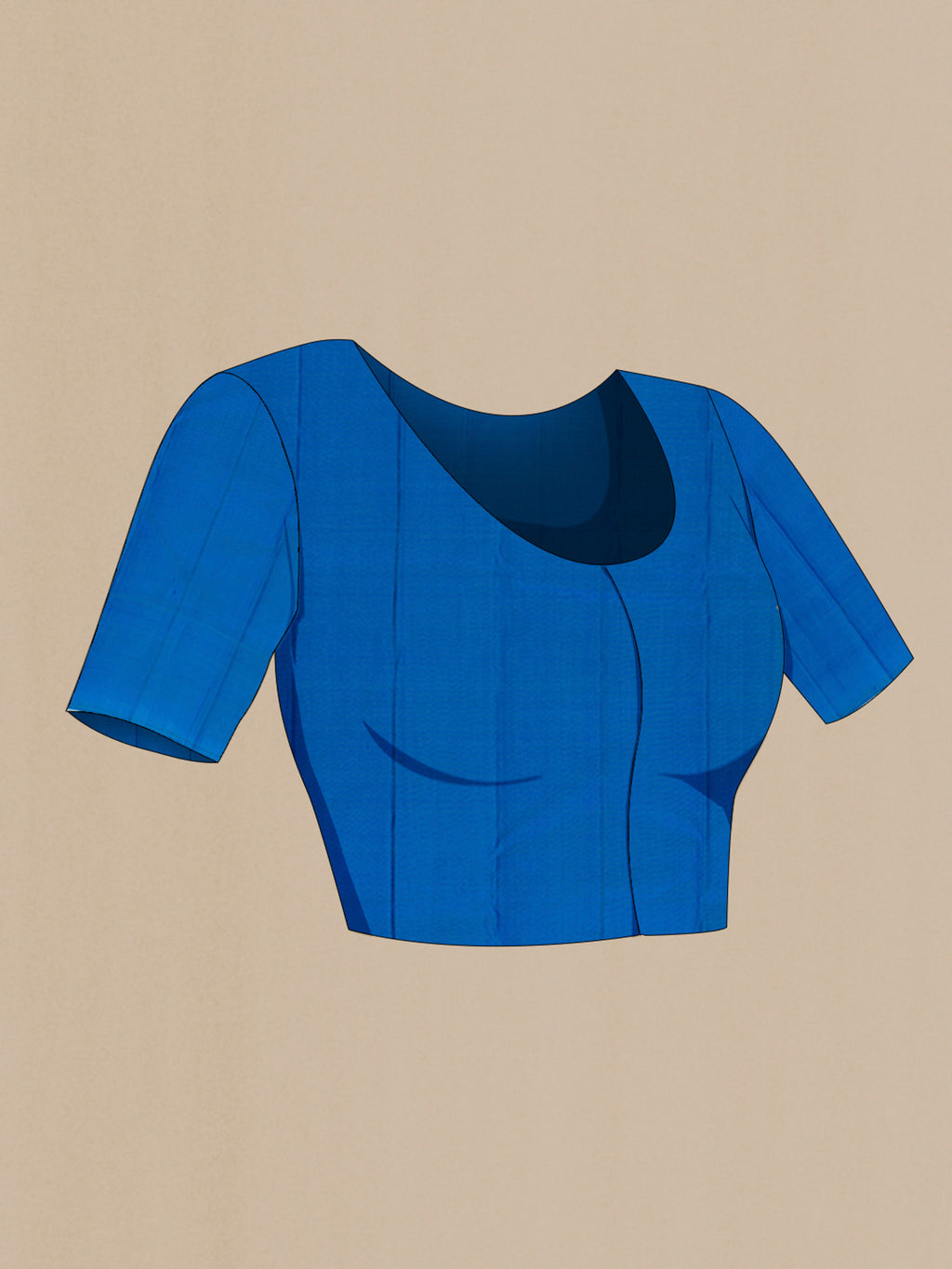 Close up image of the blouse of Pure Silk Blue Kanchipuram Saree with Plain Body and Fancy Border. 