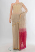Cream Silk Cotton Saree with Zari Butta on the body and Zari Border.  displayed on a mannequin