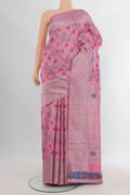Pure Silk Rose pink Kanchipuram Saree with Zari Butta on the body and Zari Border.  displayed on a mannequin