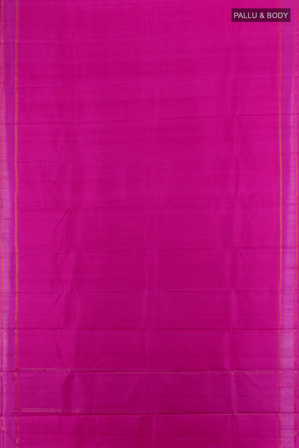 Flat view of Magenta Kanjivaram Silk Saree with Checked design on the body and Plain Border. 