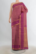 Pure Silk Pink Kanchipuram Saree with Jacquard design on the body and Zari Border.  displayed on a mannequin