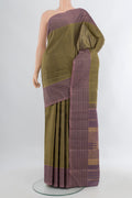 Davys Grey Kanjivaram Silk Saree with Plain Body and Plain Border.  displayed on a mannequin