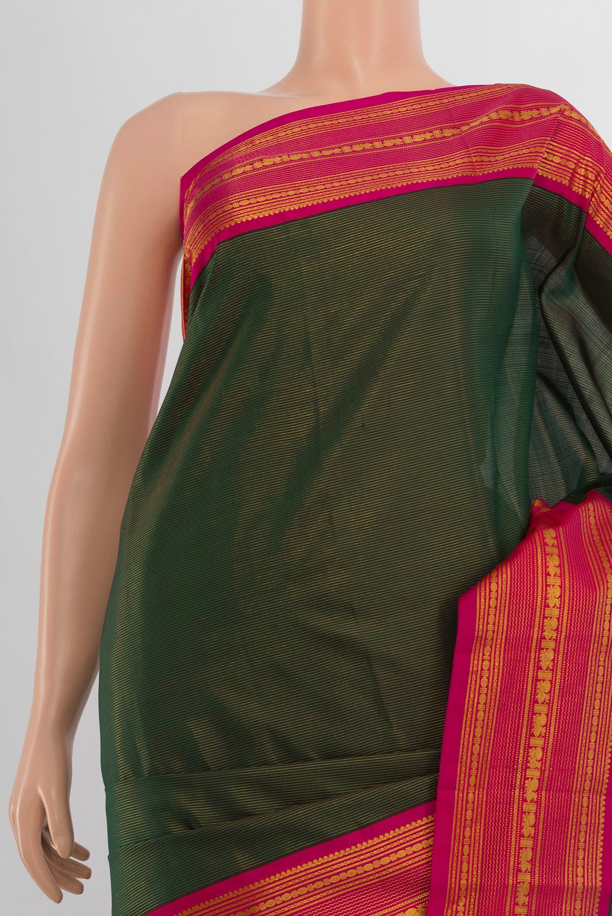 Border image of Pure Silk Mint Green Kanjivaram Saree with Plain Body and Silk Border. 