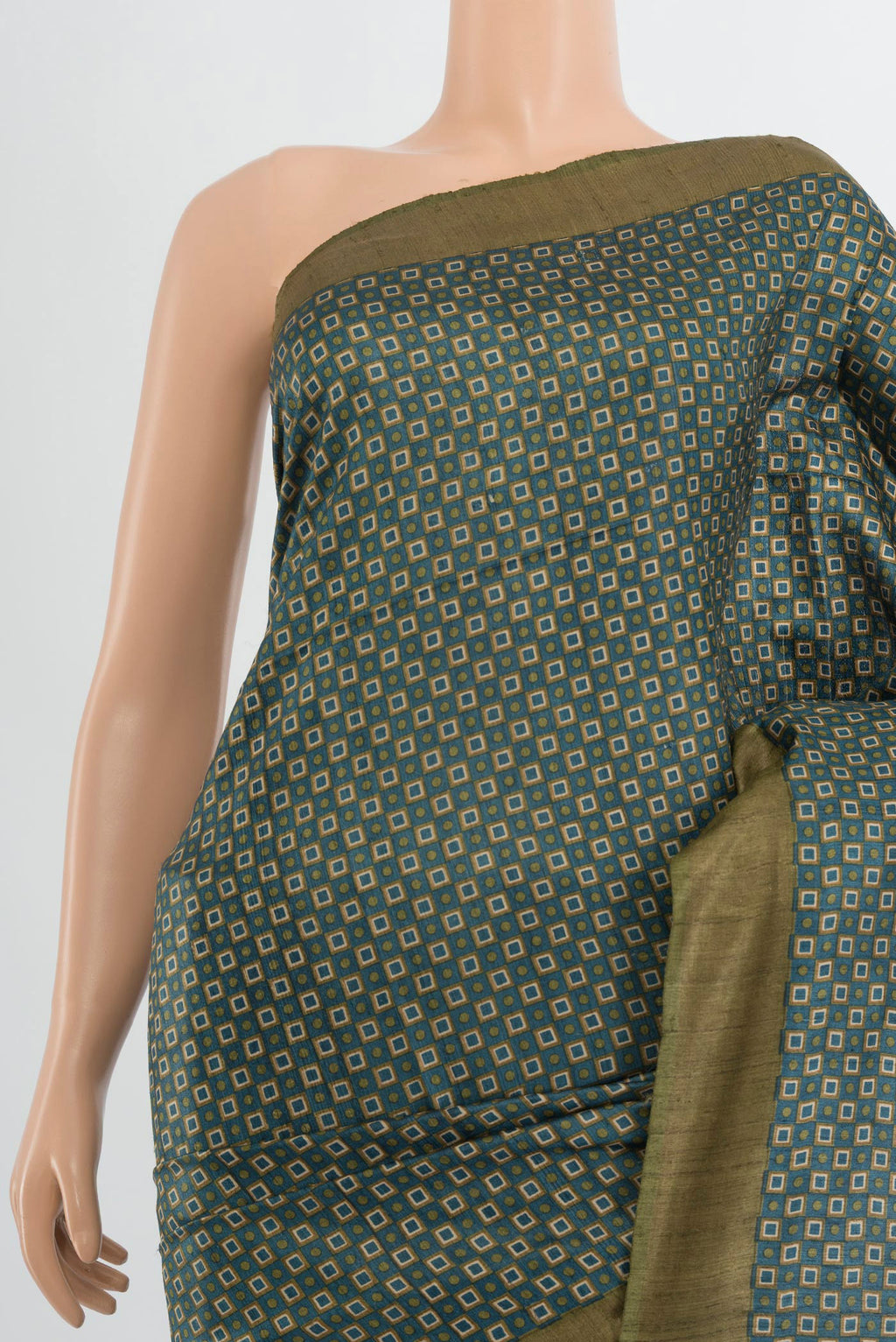 Border image of Multi Color Tussar Silk Saree with Floral Print on the body and Silk Border. 