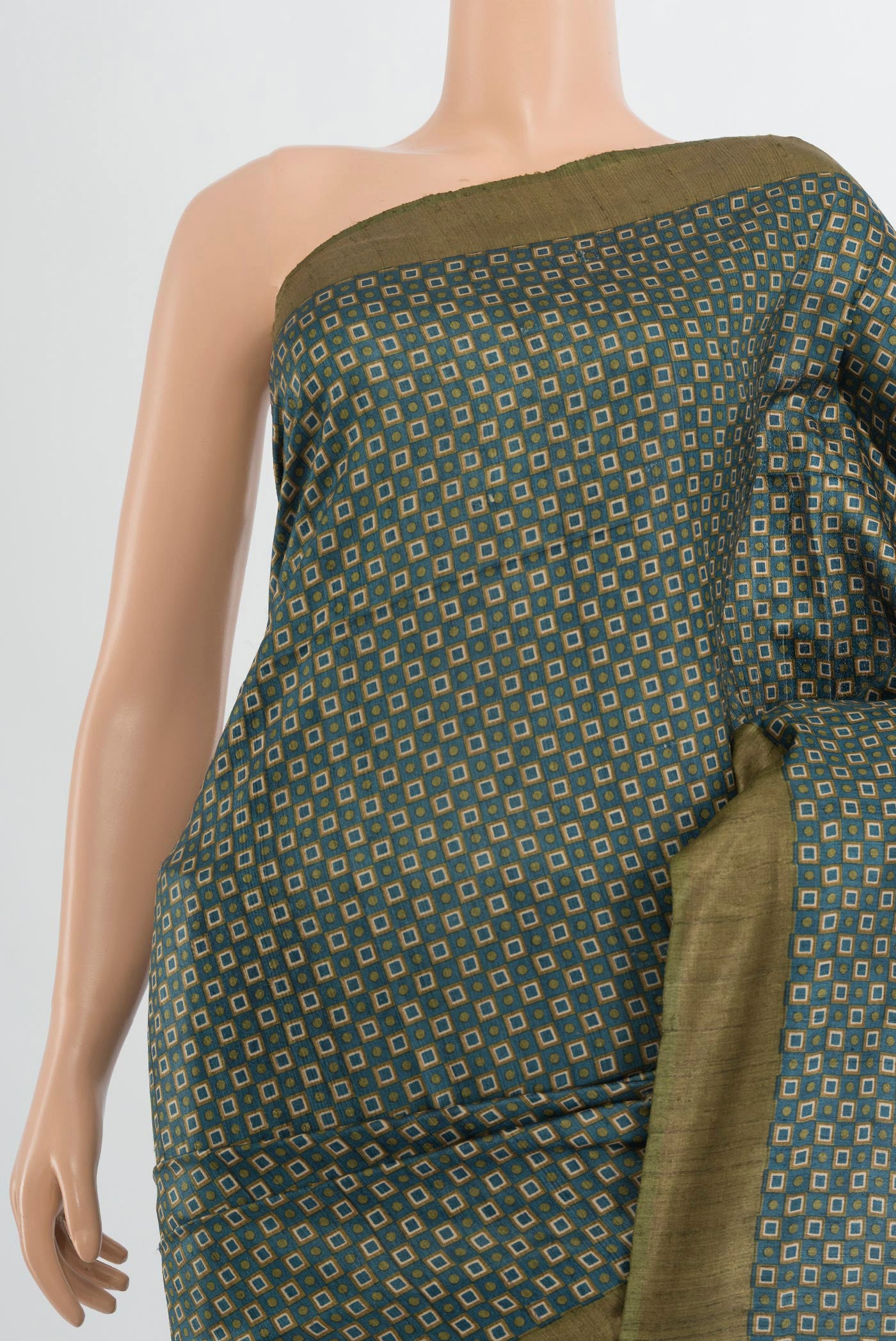 Border image of Multi Color Tussar Silk Saree with Floral Print on the body and Silk Border. 