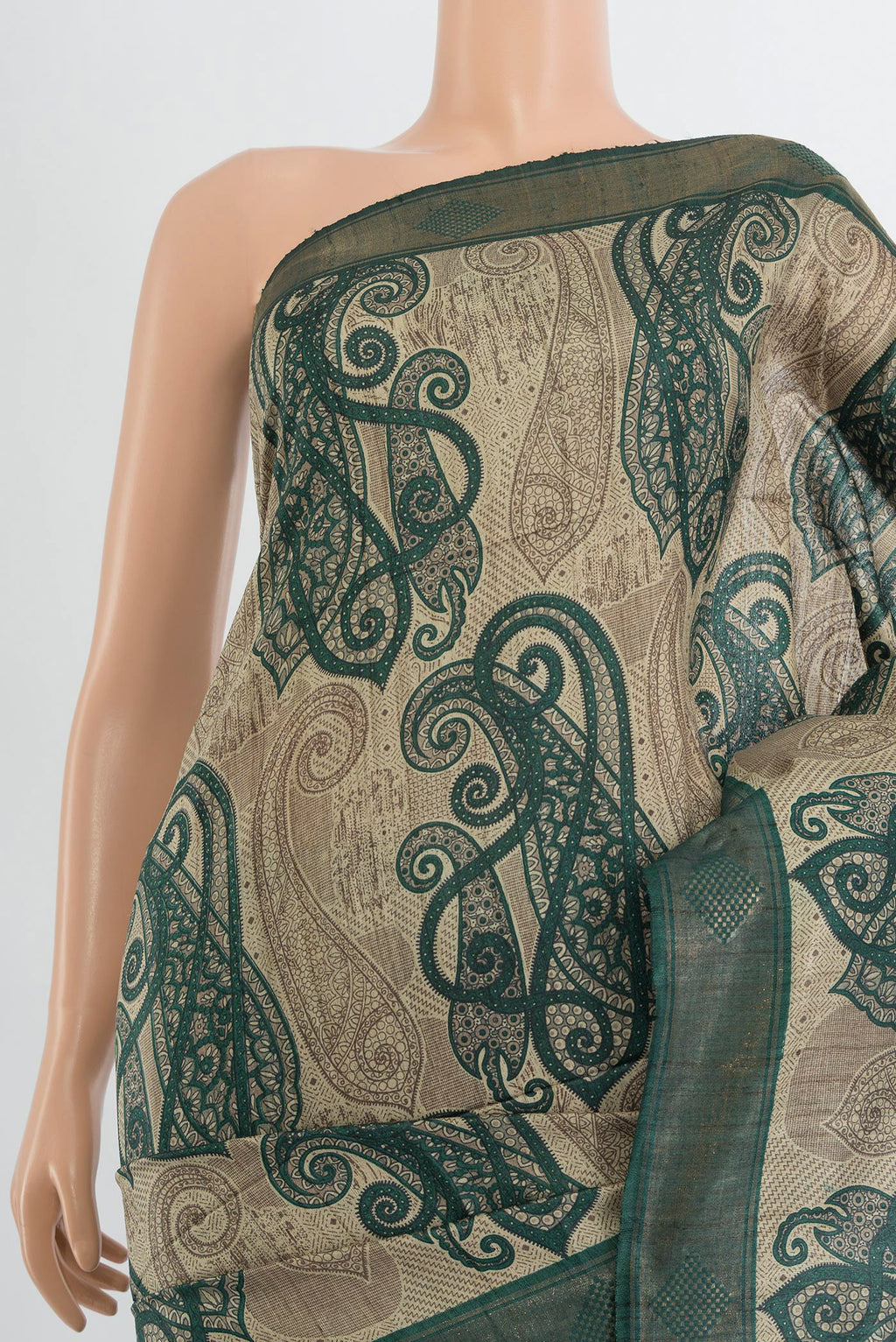 Border image of Multi Color Tussar Silk Saree with Floral Print on the body and Silk Border. 