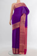 Pure Silk Purple Soft Saree with Jacquard With Zari Butta on the body and Zari Border.  displayed on a mannequin