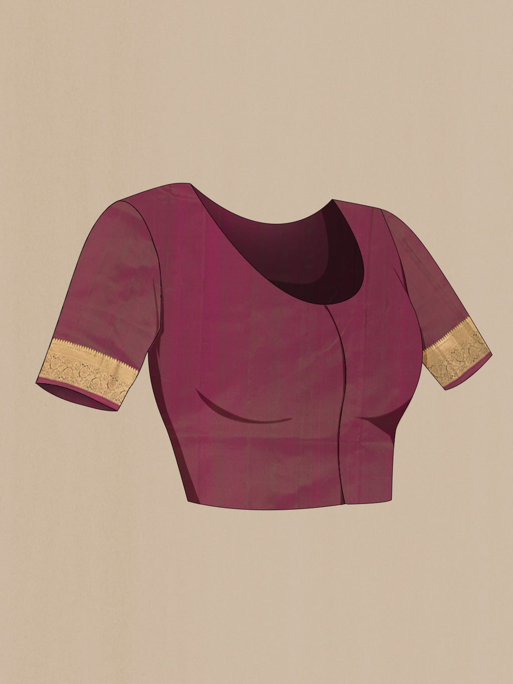 Close up image of the blouse of Bottle Green Soft Silk Saree with Zari Butta on the body and Zari Border. 