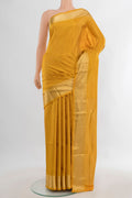 Pure Silk Yellow Soft Saree with Zari Brocade on the body and Zari Border.  displayed on a mannequin