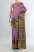 Pure Silk Lavender Kanjivaram Saree with Zari Brocade on the body and Zari Border.  displayed on a mannequin