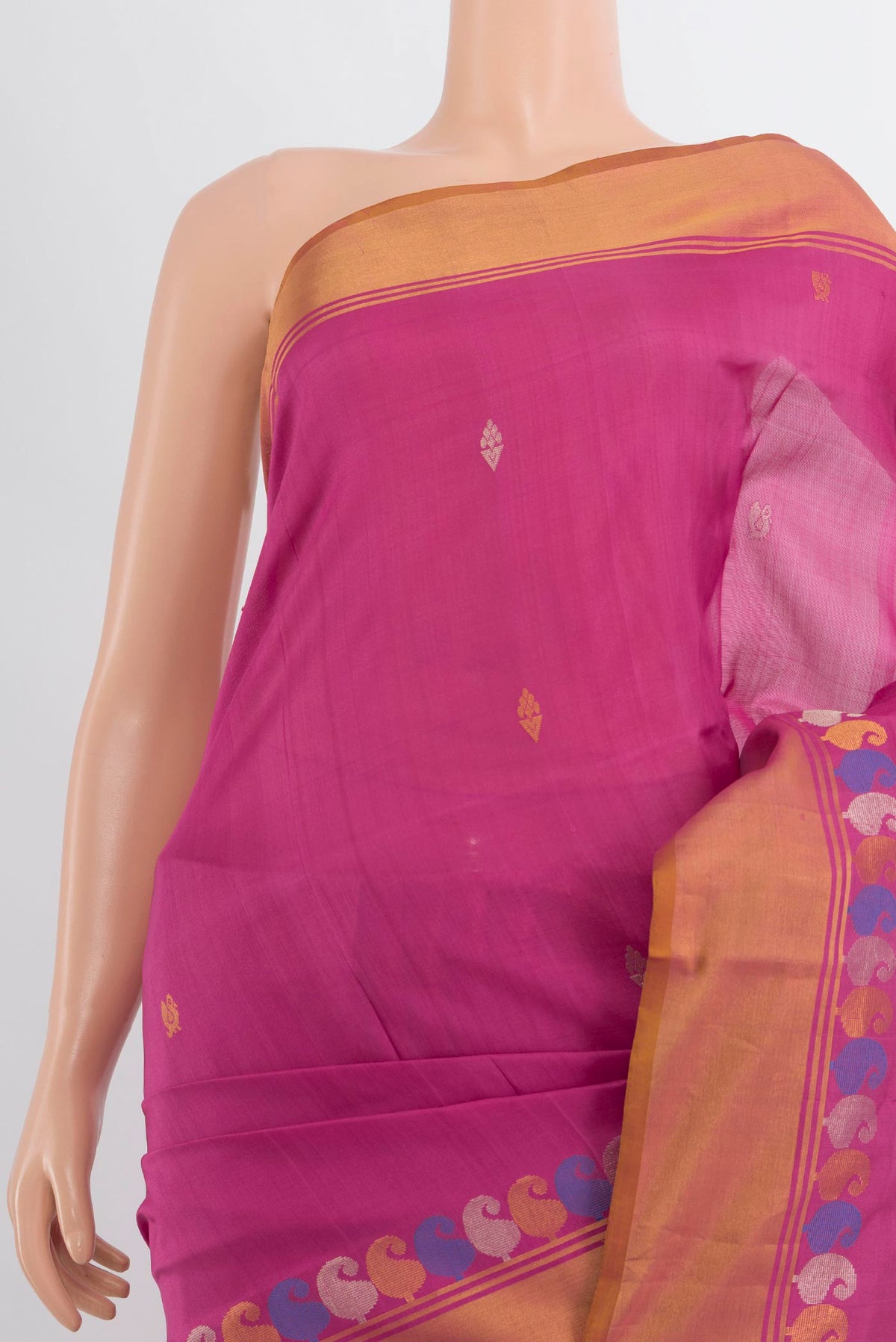 Border image of Pure Silk Bronze Uppada Saree with Zari Butta on the body and Silk Border. 