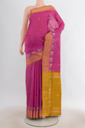 Pure Silk Bronze Uppada Saree with Zari Butta on the body and Silk Border.  displayed on a mannequin