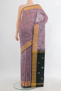 Pure Silk Rose Gold Uppada Saree with Zari Butta on the body and Zari Border.  displayed on a mannequin
