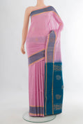 Pure Silk Rose pink Uppada Saree with Zari Butta on the body and Plain Border.  displayed on a mannequin