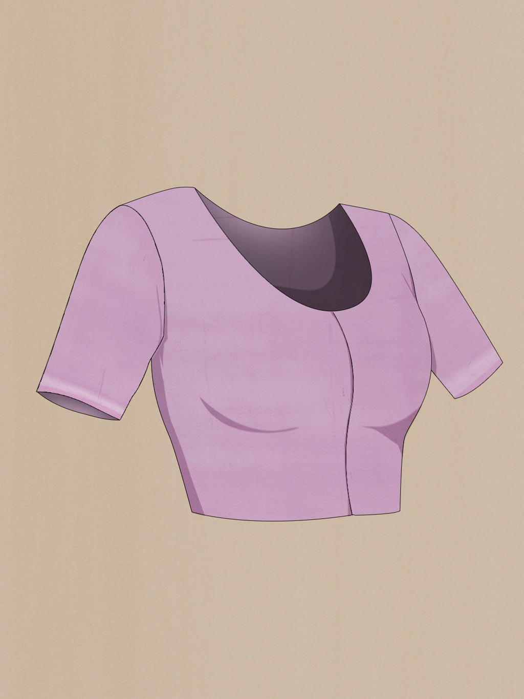 Close up image of the blouse of Lavender Banarasi Georgette Saree with Zari Brocade on the body and Zari Border. 