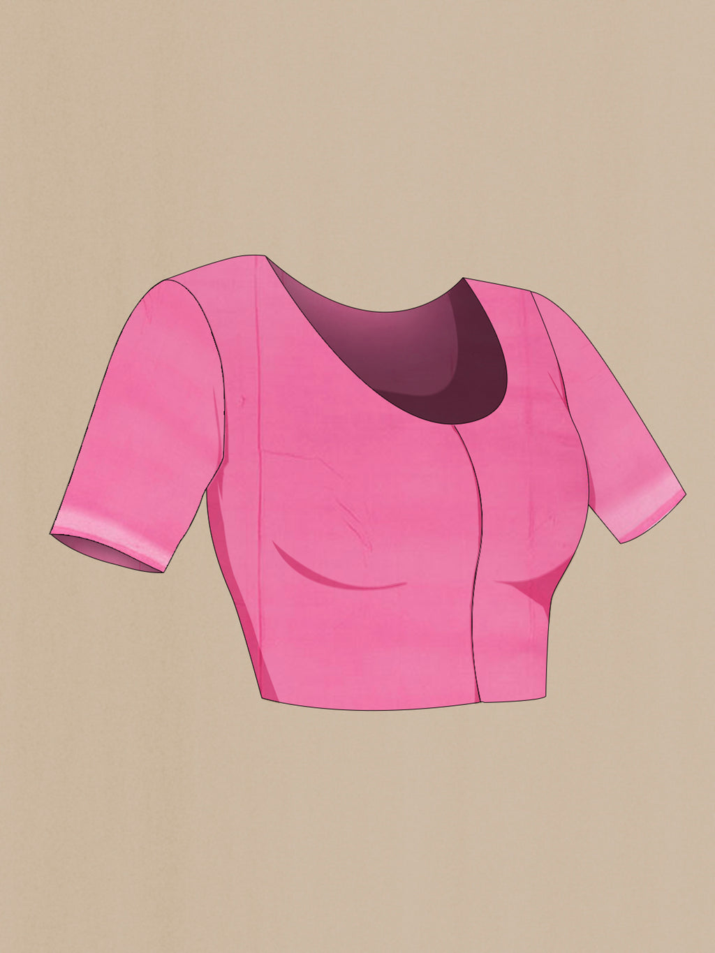 Close up image of the blouse of Pink Banarasi Georgette Saree with Zari Butta on the body and Zari Border. 