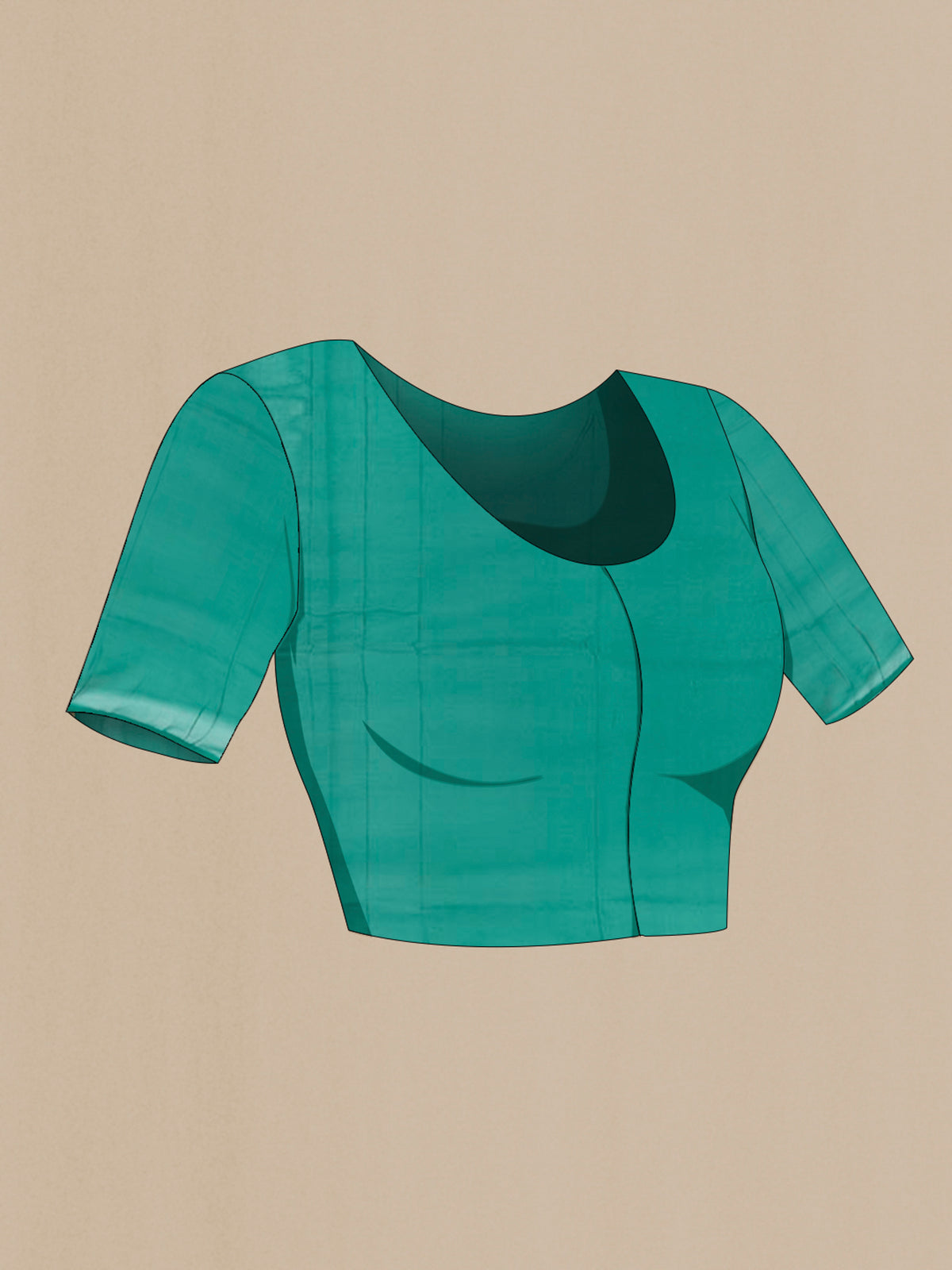 Close up image of the blouse of Green Banarasi Georgette Saree with Zari Butta on the body and Zari Border. 