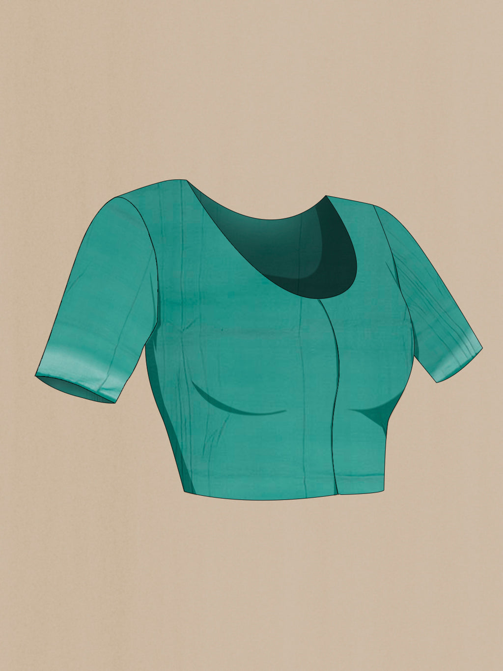 Close up image of the blouse of Sea Green Banarasi Georgette Saree with Zari Butta on the body and Zari Border. 