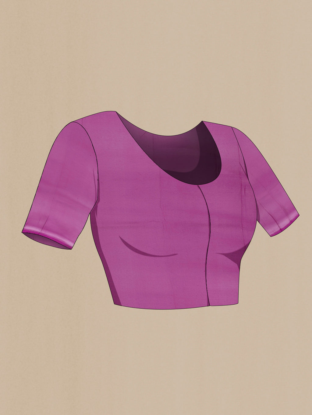 Close up image of the blouse of Magenta Banarasi Georgette Saree with Zari Butta on the body and Zari Border. 