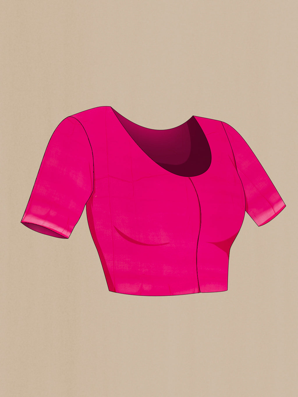Close up image of the blouse of Rani Pink Banarasi Georgette Saree with Zari Brocade on the body and Zari Border. 