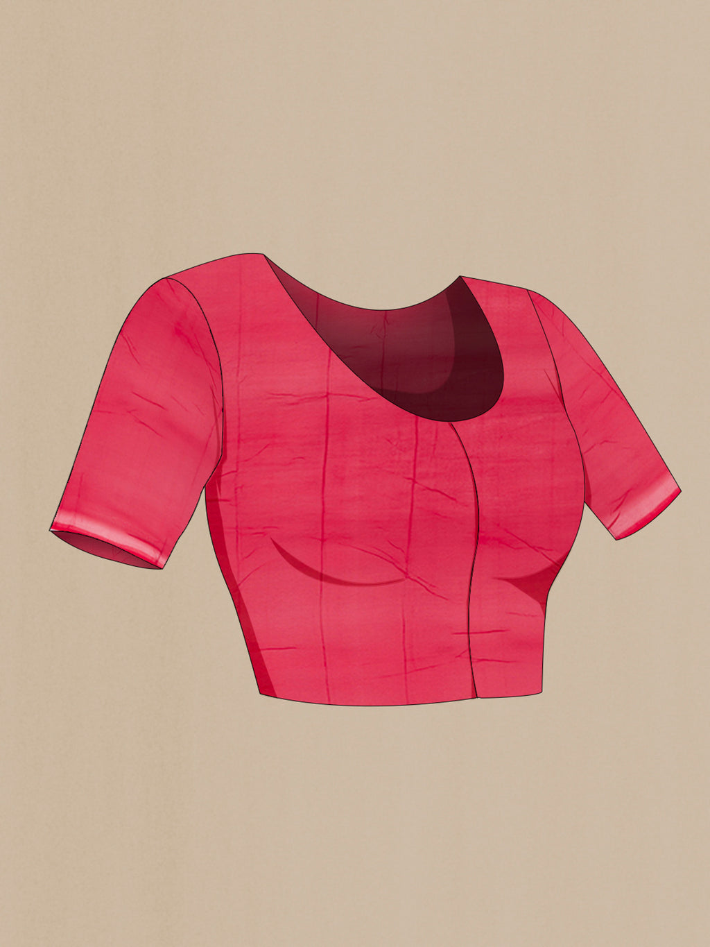 Close up image of the blouse of Red Banarasi Georgette Saree with Zari Butta on the body and Zari Border. 