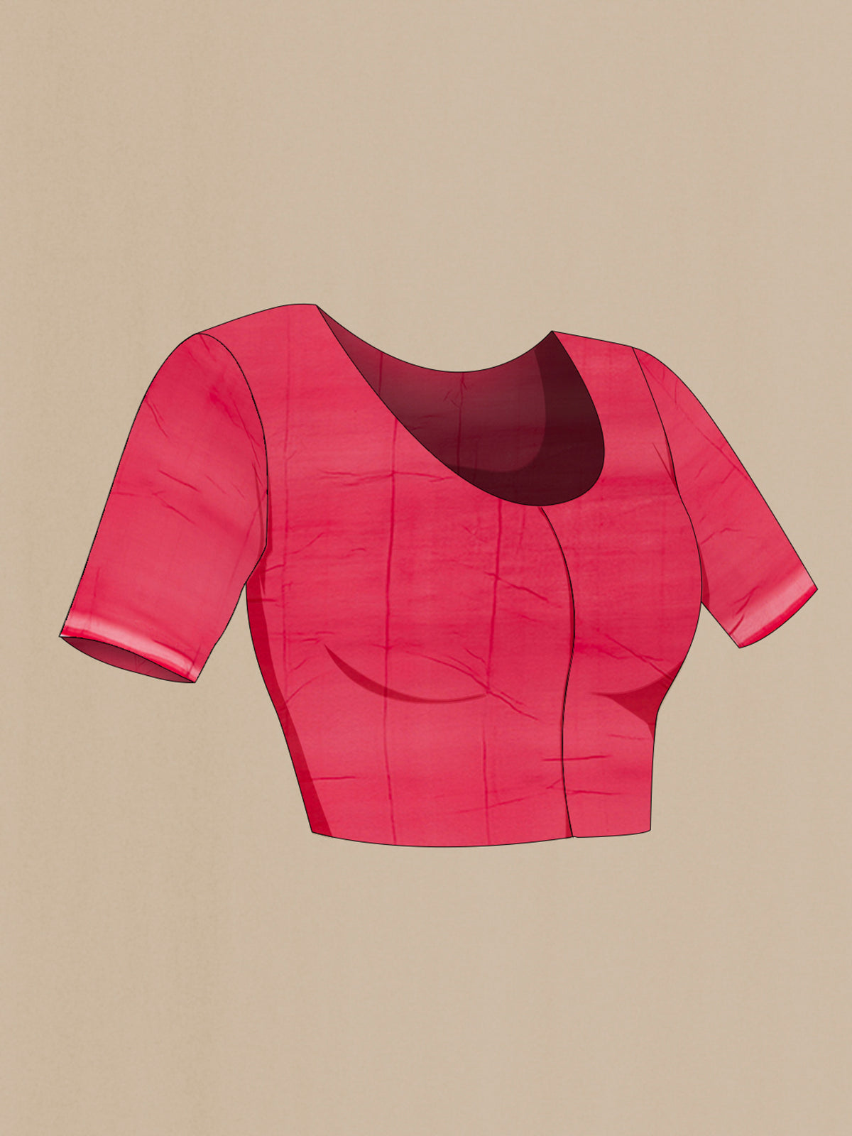 Close up image of the blouse of Red Banarasi Georgette Saree with Zari Butta on the body and Zari Border. 