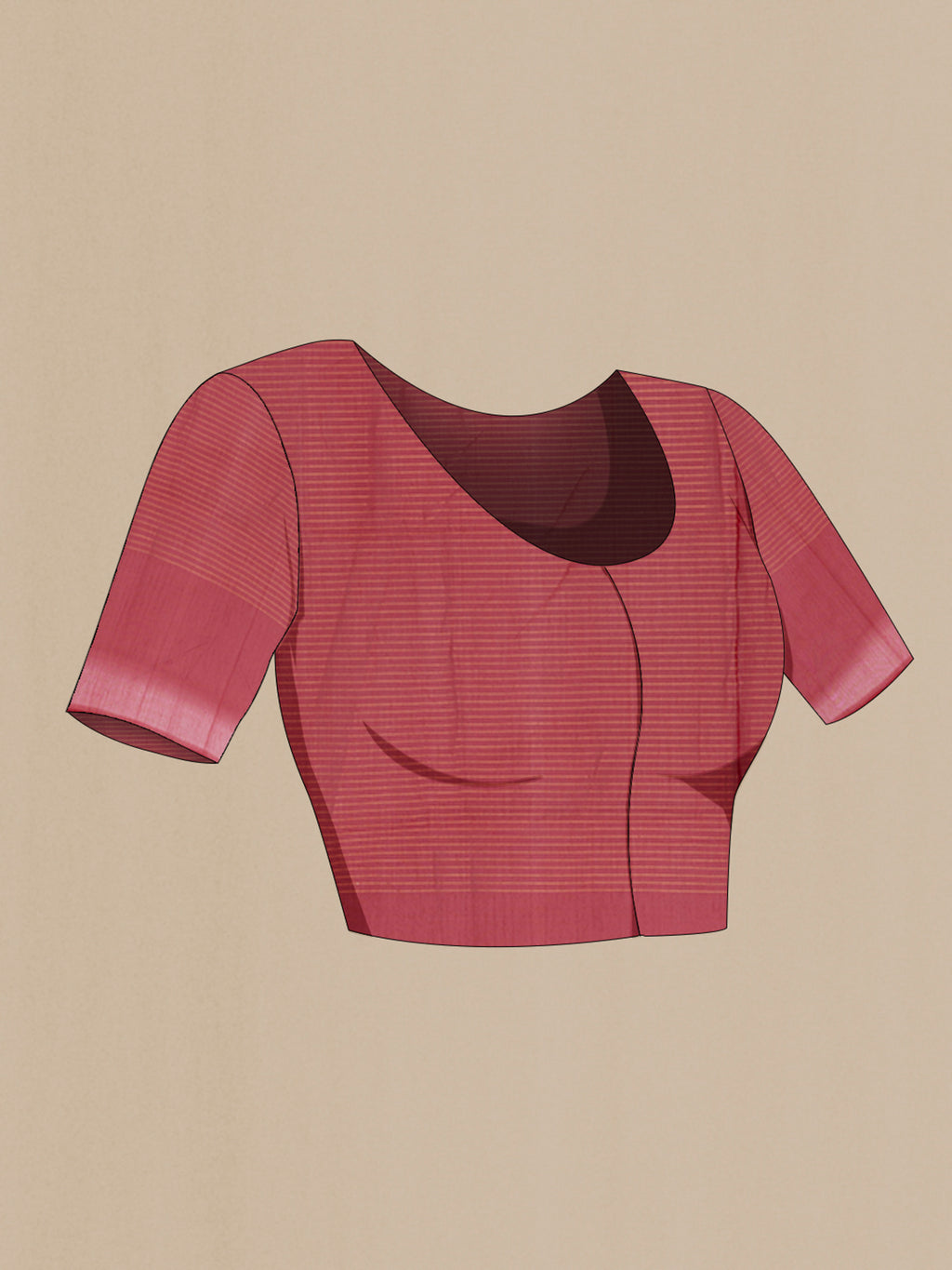 Close up image of the blouse of Davys Grey Silk Cotton Saree with Checked design on the body and Plain Border. 