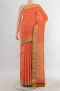 Pure Silk Rose Gold Kanchipuram Saree with Zari Butta on the body and Silk Border.  displayed on a mannequin