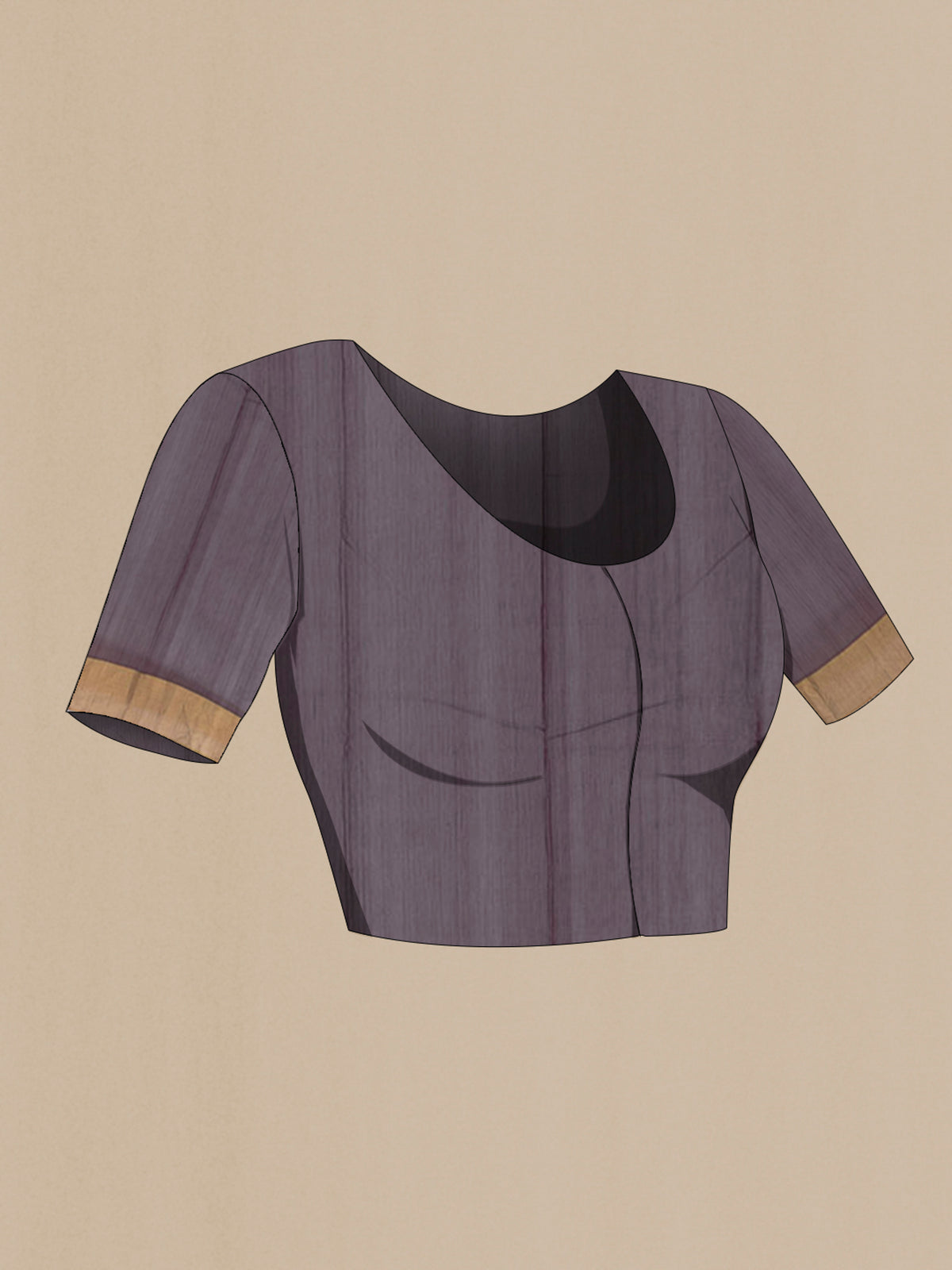 Close up image of the blouse of Coffee Brown Chanderi Cotton Saree with Zari Butta on the body and Zari Border. 