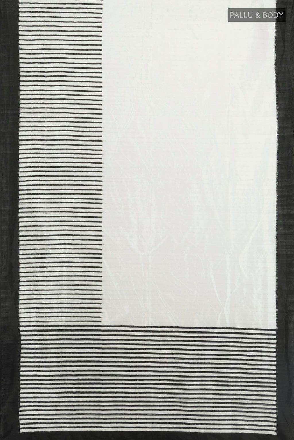 Flat view of Pure Silk Off White Rajkot Patola Saree with Ikat Print on the body and Silk Border. 