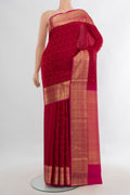 Pure Silk Red Soft Saree with Jacquard With Zari Butta on the body and Zari Border.  displayed on a mannequin