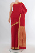 Pure Silk Red Soft Saree with Zari Butta on the body and Zari Border.  displayed on a mannequin