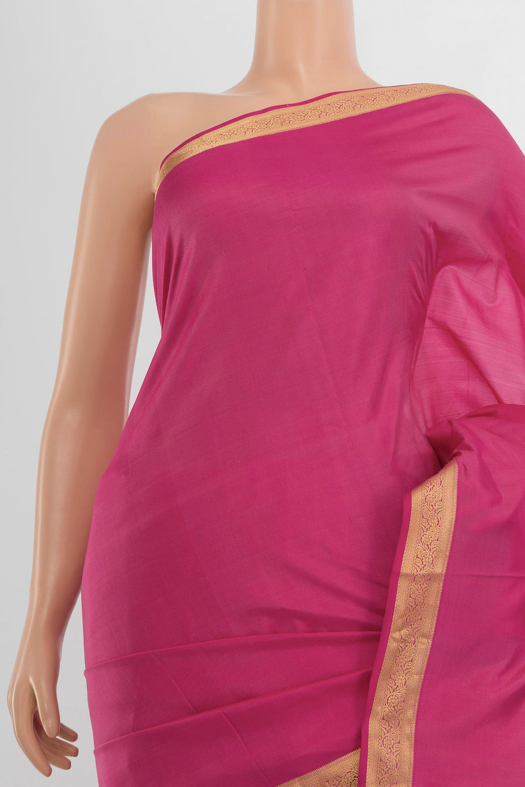 Border image of Pure Silk Rose pink Soft Saree with Zari Butta on the body and Silk Border. 