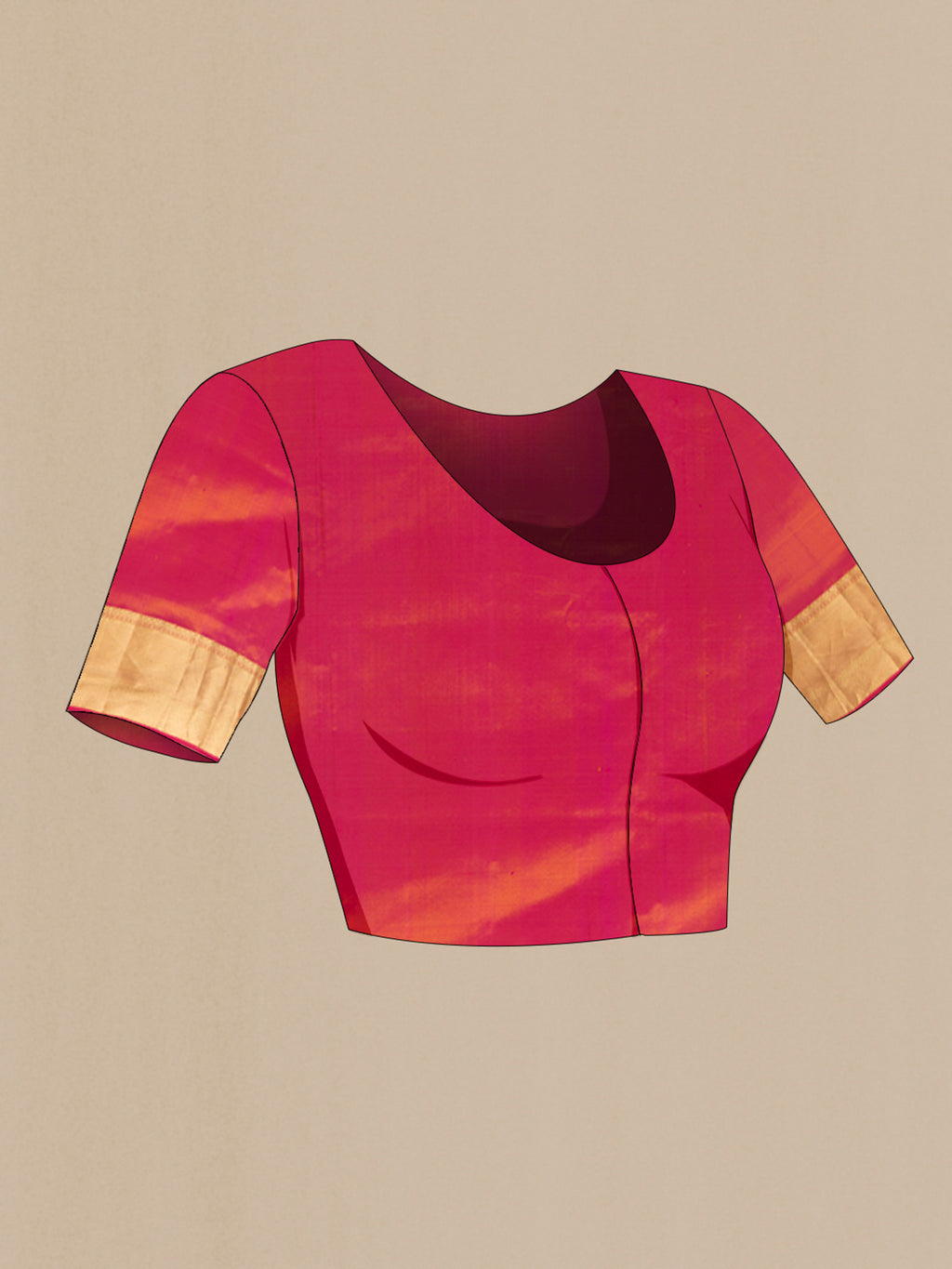 Close up image of the blouse of Pure Silk Mustard Soft Saree with Jacquard design on the body and Zari Border. 