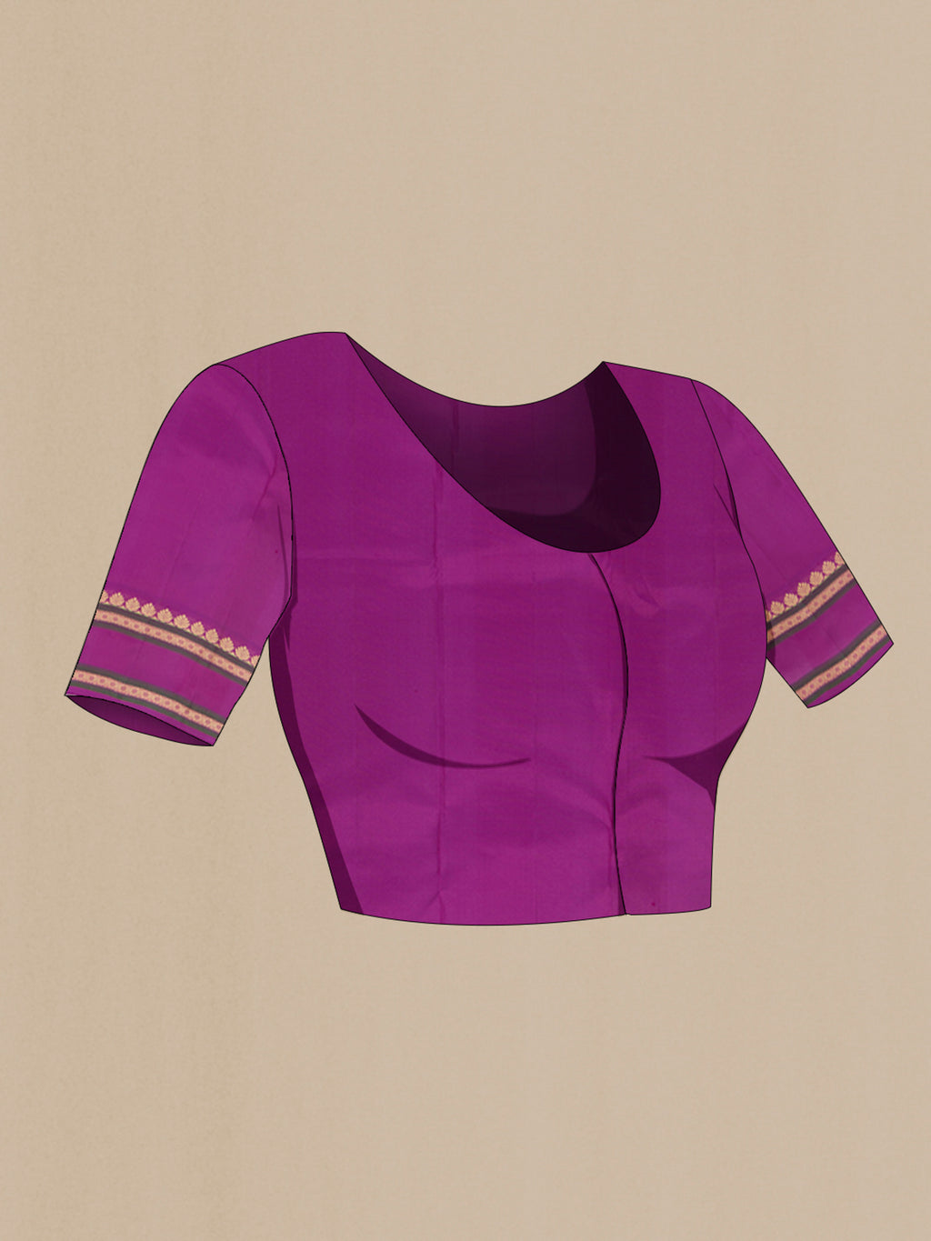 Close up image of the blouse of Pure Silk Mustard Kanjivaram Saree with Thread Butta on the body and Thread Border. 