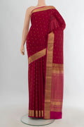 Pure Silk Red Soft Saree with Zari Butta on the body and Zari Border.  displayed on a mannequin