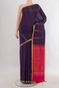 Pure Silk Navy Blue Soft Saree with Zari Butta on the body and Zari Border.  displayed on a mannequin