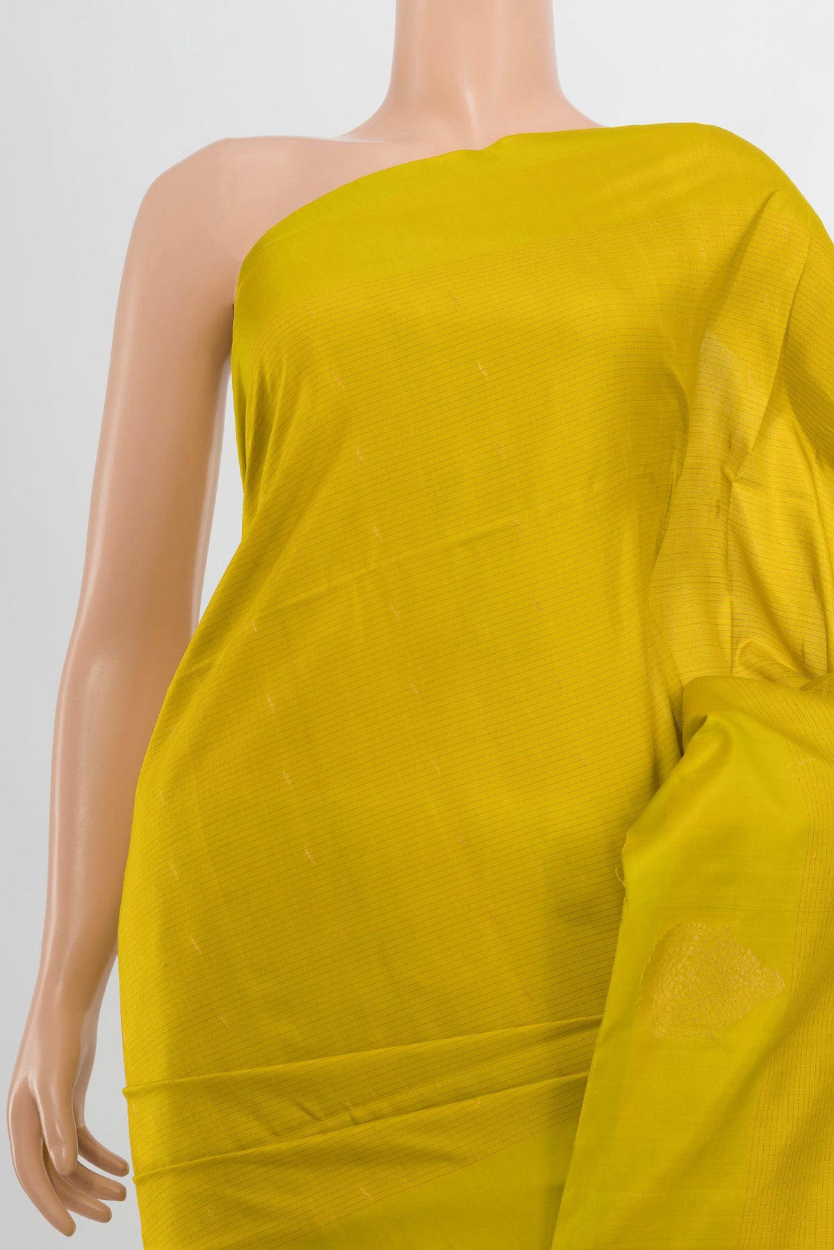 Border image of Pure Silk Light Green Soft Saree with Zari Butta on the body and Silk Border. 