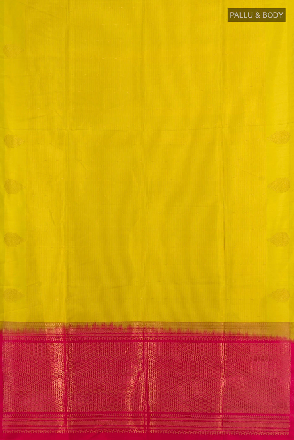 Flat view of Pure Silk Light Green Soft Saree with Zari Butta on the body and Silk Border. 