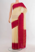 Pure Silk Sandal Soft Saree with Zari Butta on the body and Plain Border.  displayed on a mannequin