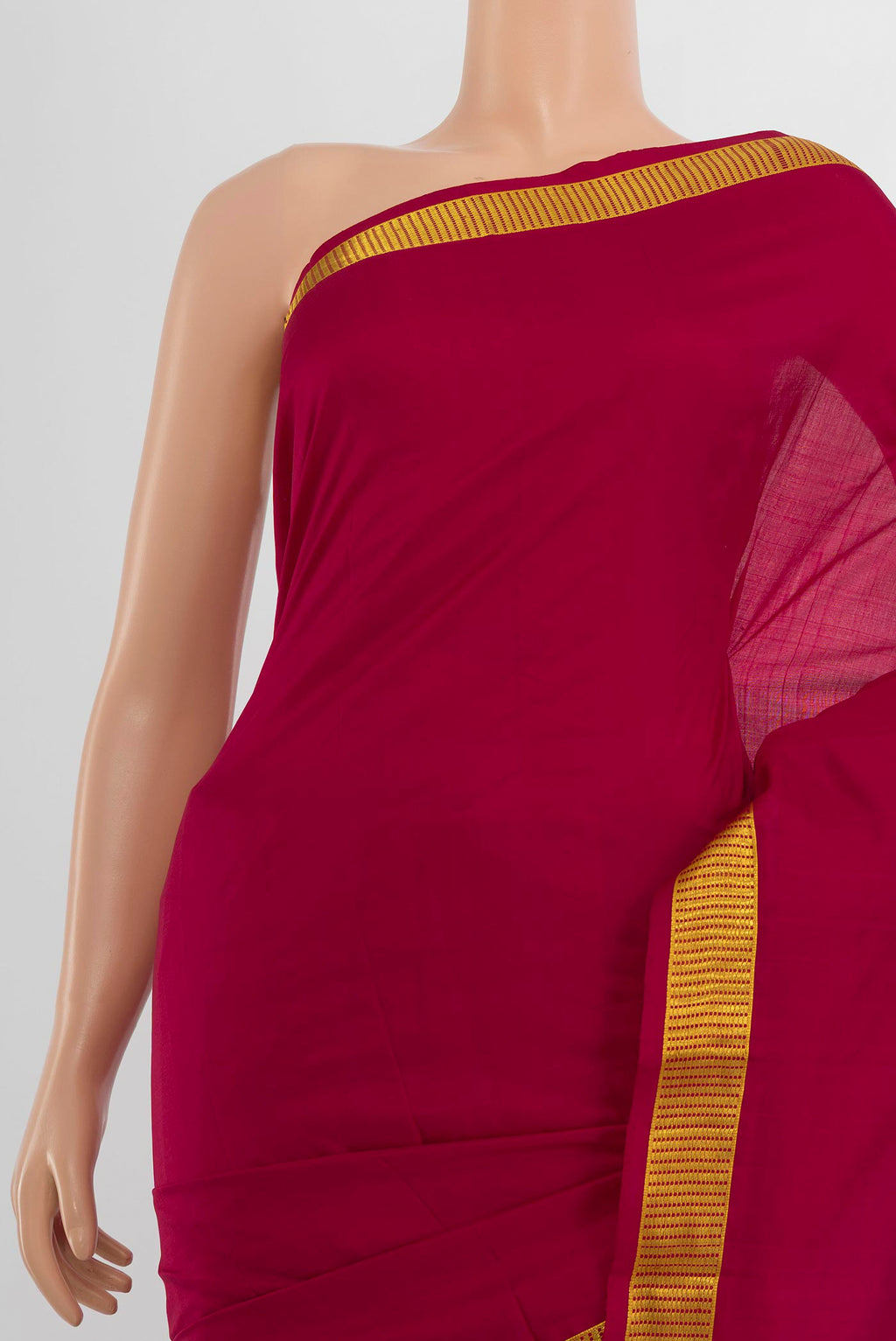 Border image of Pure Silk Maroon Kanjivaram Saree with Plain Body and Silk Border. 