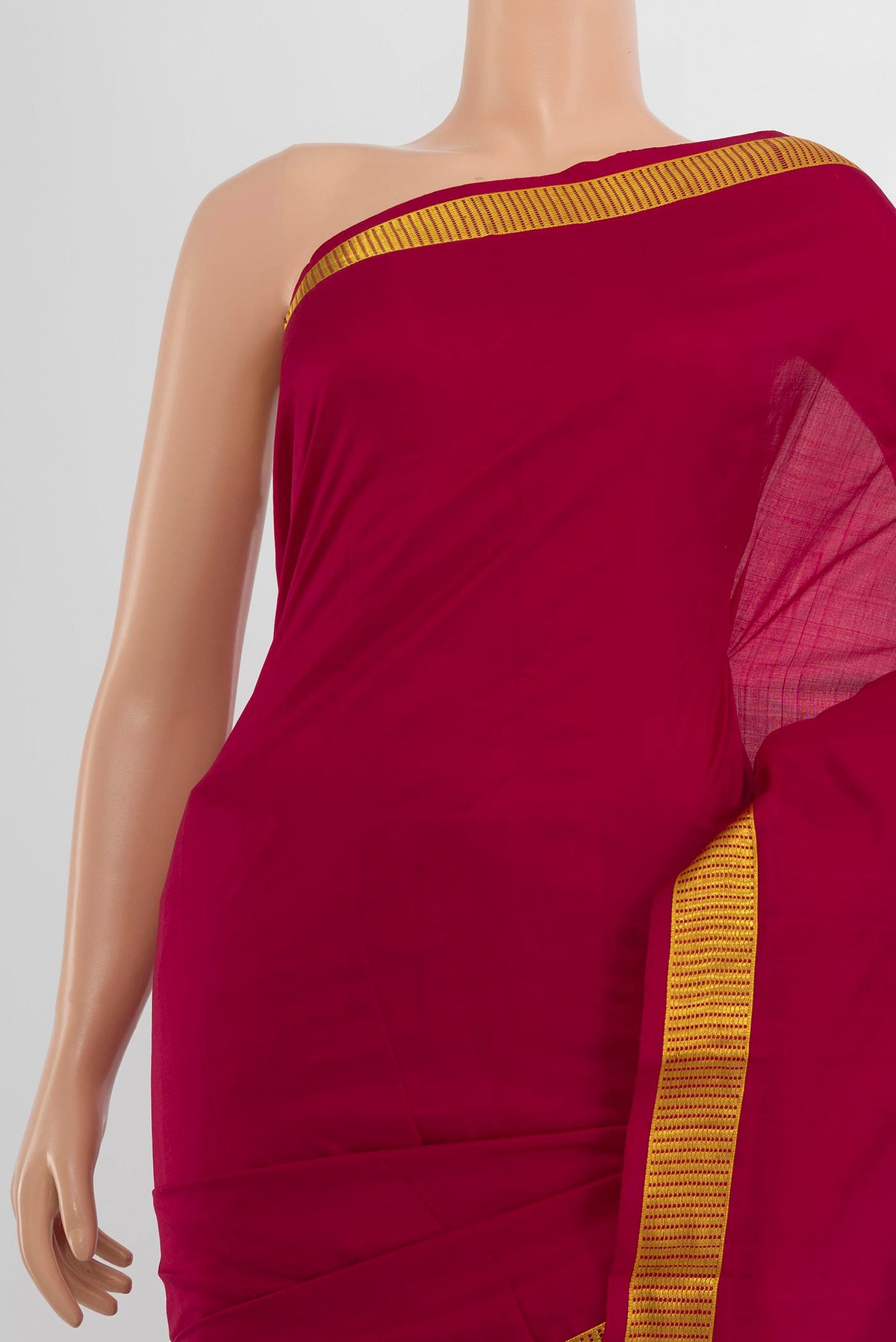 Border image of Pure Silk Maroon Kanjivaram Saree with Plain Body and Silk Border. 
