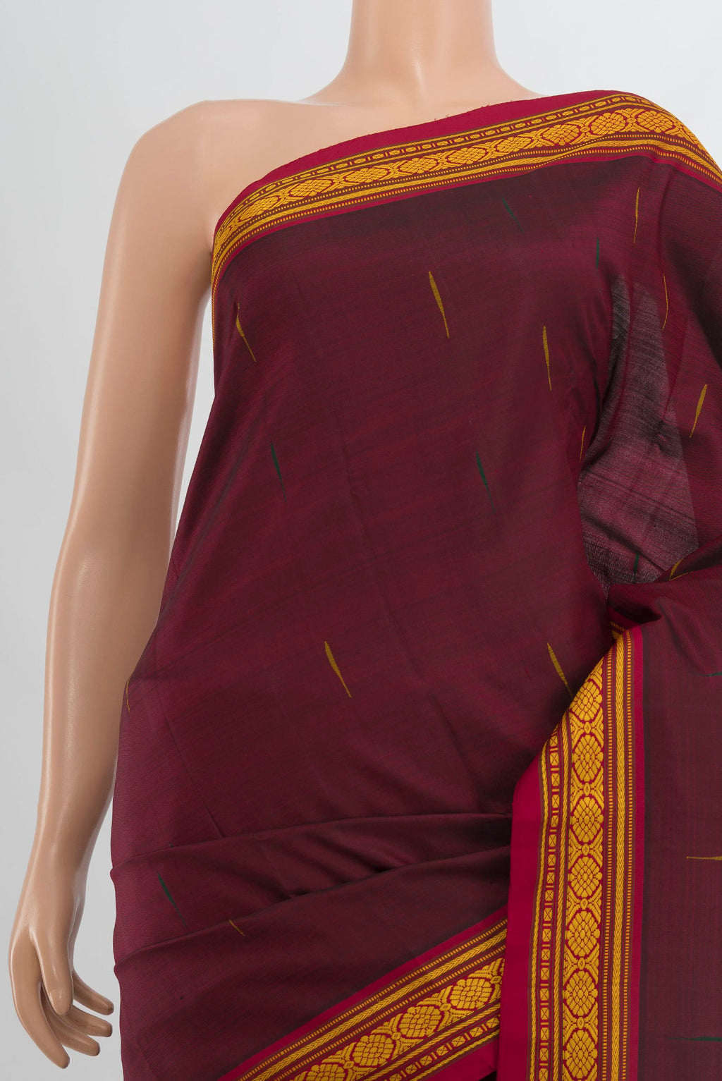 Border image of Pure Silk Coffee Brown Kanjivaram Saree with Plain Body and Silk Border. 