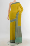 Mehandi Green Banarasi Georgette Saree with Zari Butta on the body and Silk Border.  displayed on a mannequin