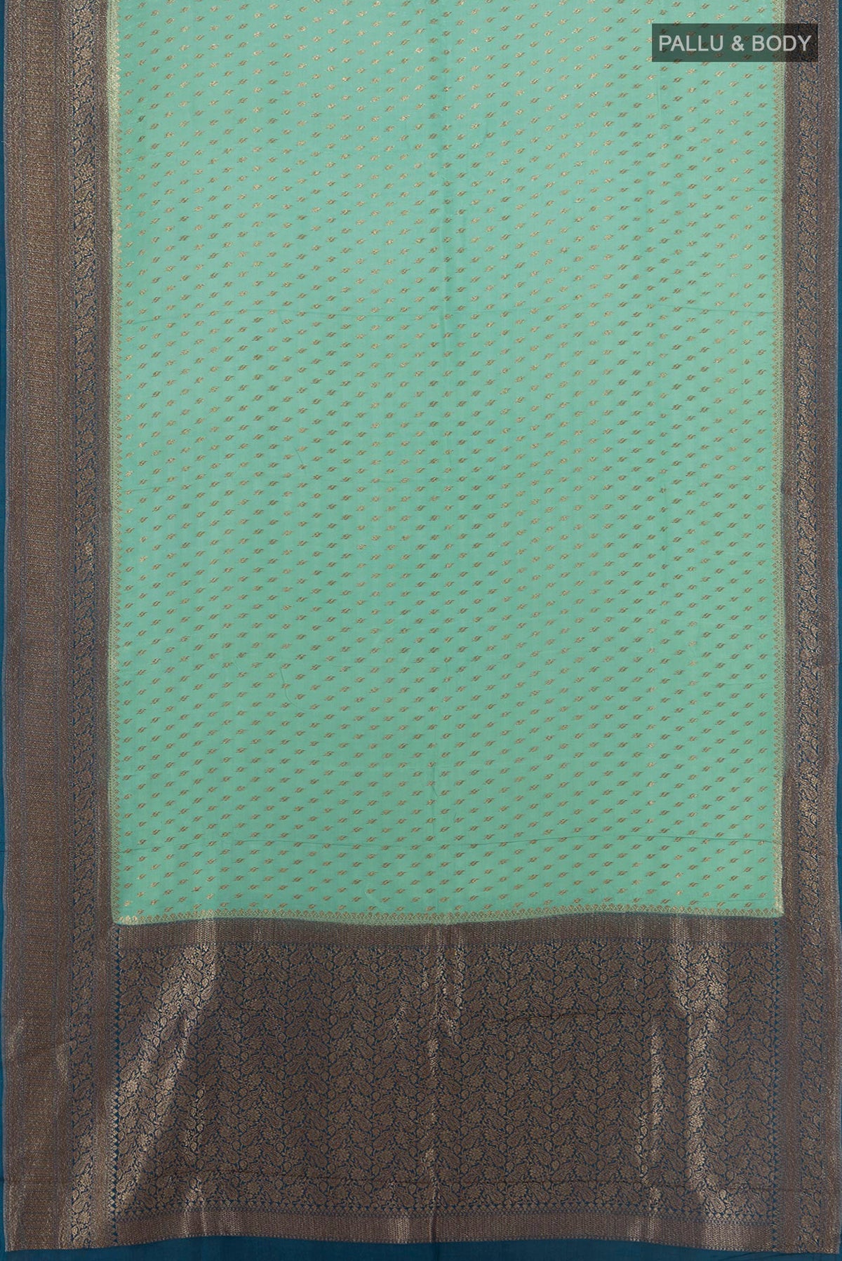 Flat view of Burgundy Art Saree with Zari Butta on the body and Silk Border. 