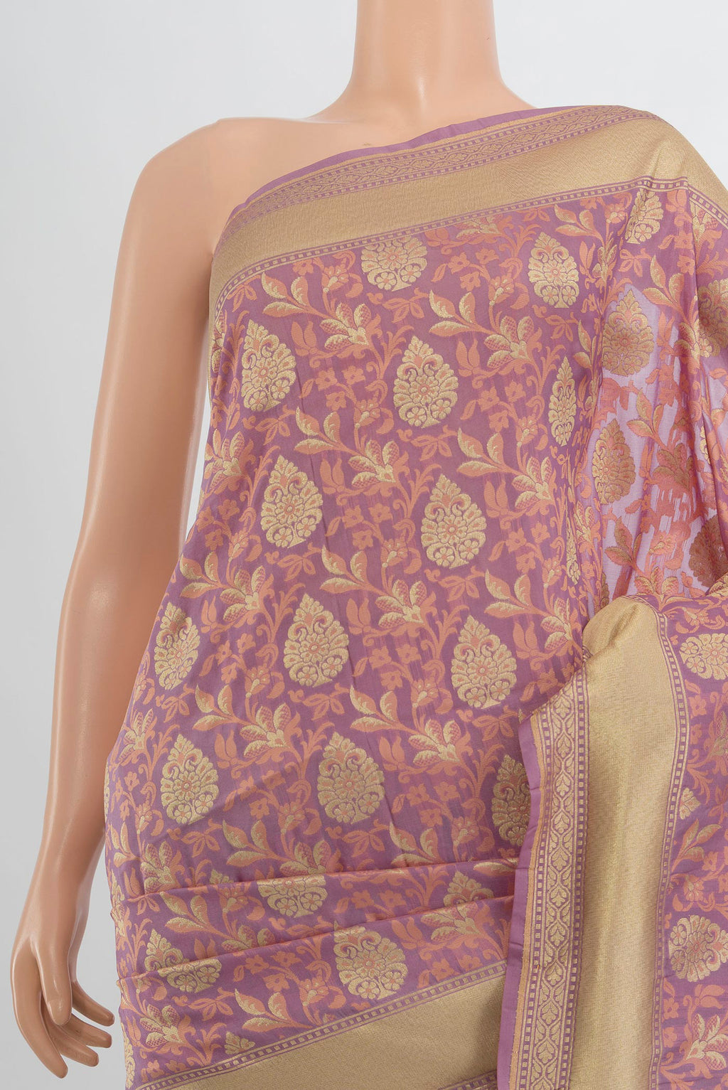 Border image of Pure Silk Bronze Banarasi Saree with Zari Butta on the body and Silk Border. 