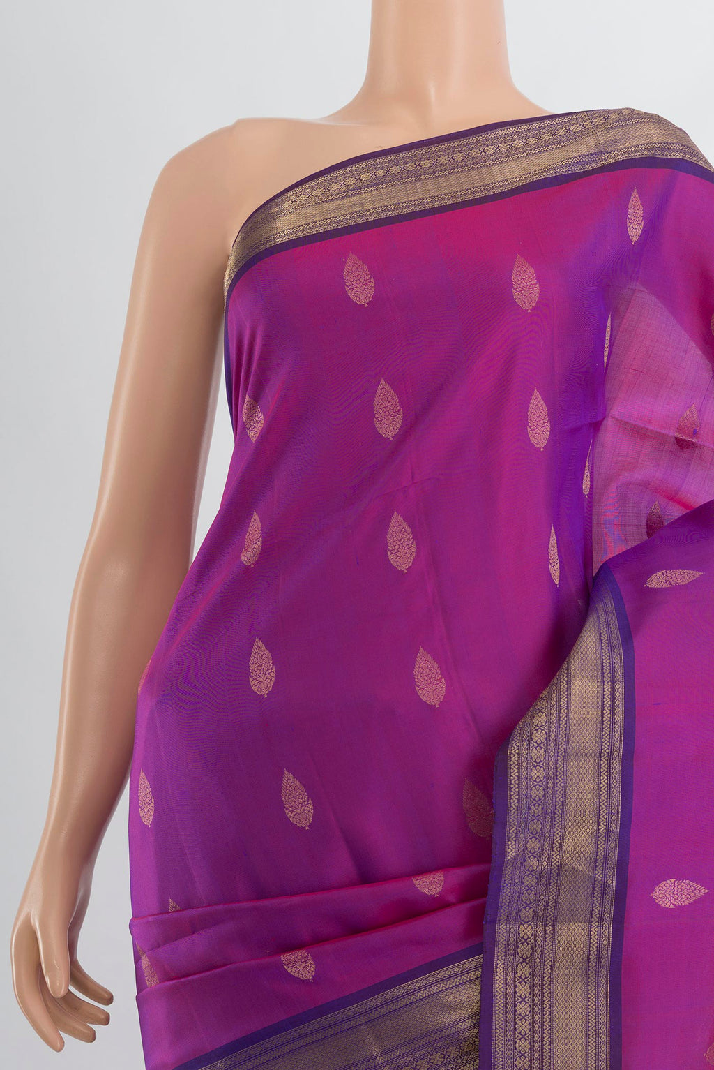 Border image of Pure Silk Purple Soft Saree with Zari Butta on the body and Silk Border. 