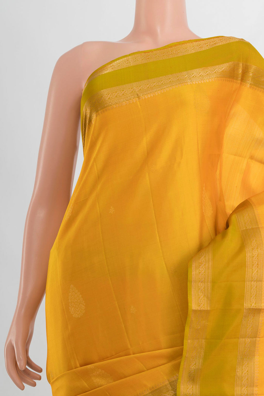Border image of Pure Silk Light Green Soft Saree with Ikat Print on the body and Silk Border. 
